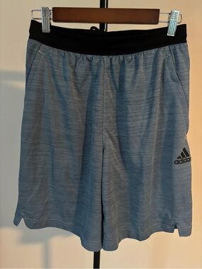 adidas Men's Blue-Gray Athletic Shorts with Black Waistband